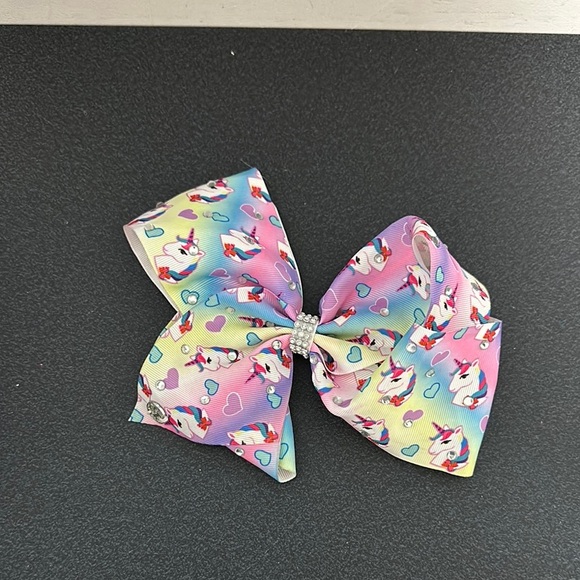 Unicorn Print Hair Bow with Rhinestone Accent - Picture 1 of 1